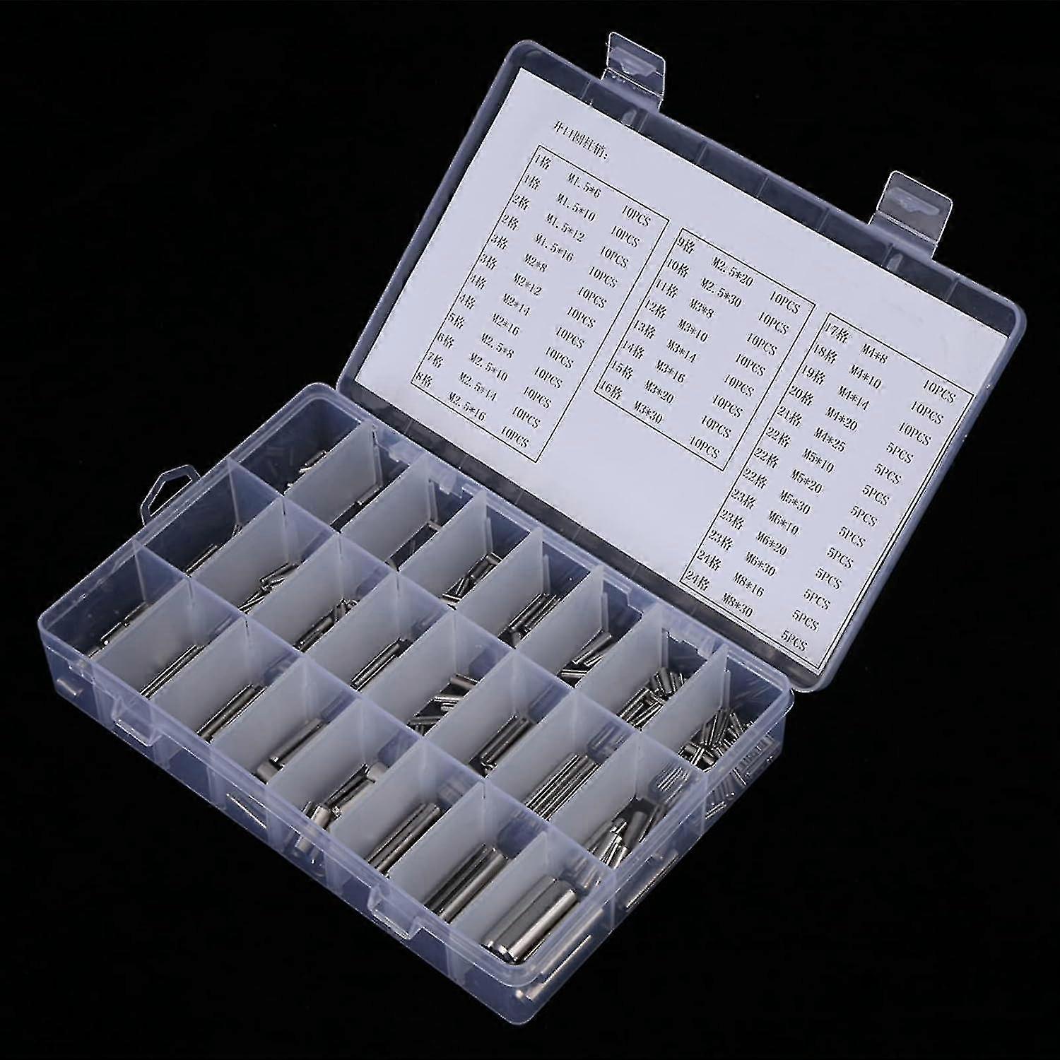 280pcs Spring Pin Assortment Set M1.5-M8 Size - Perfect Fasteners with Plastic Box