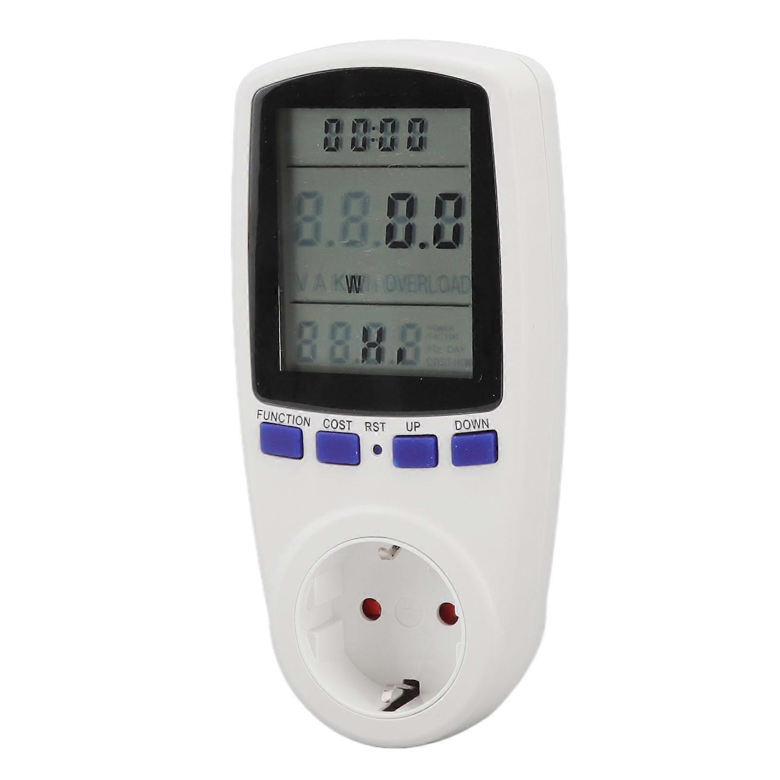 Μετρητής Watt LCD οθόνη συναγερμού Λειτουργία υπερφόρτωσης Υλικό όργανο ελέγχου χρήσης ηλεκτρικής ενέργειας ABS για το σπίτι