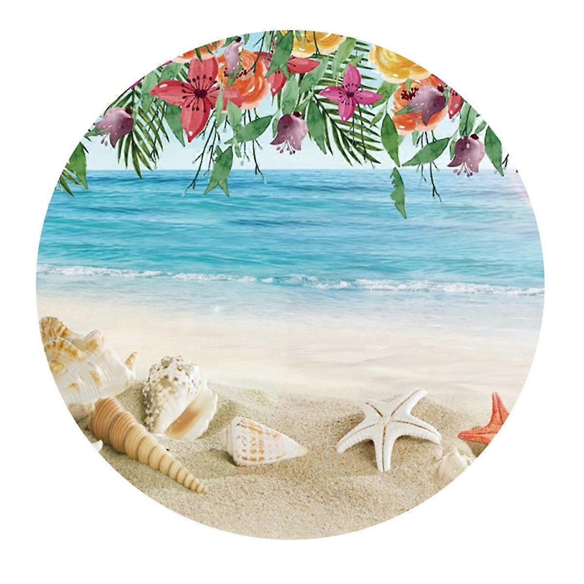 100cm Diameter Hawaiian Skateboarding Beach Party Supplies Round Curtain Background Cloth Photo Photography Props, B