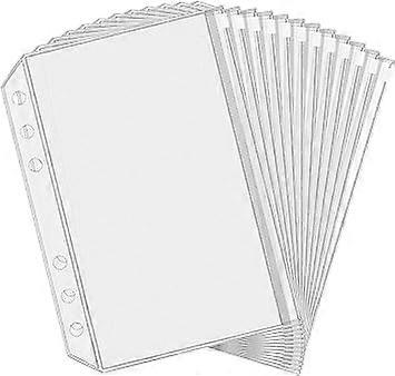 12PCS Binder Pockets A5 A6 A7 Binder Zipper Folders for 6-Ring Notebook Binder Transparent Loose Leaf Pouch Document Filing Bags,100% New