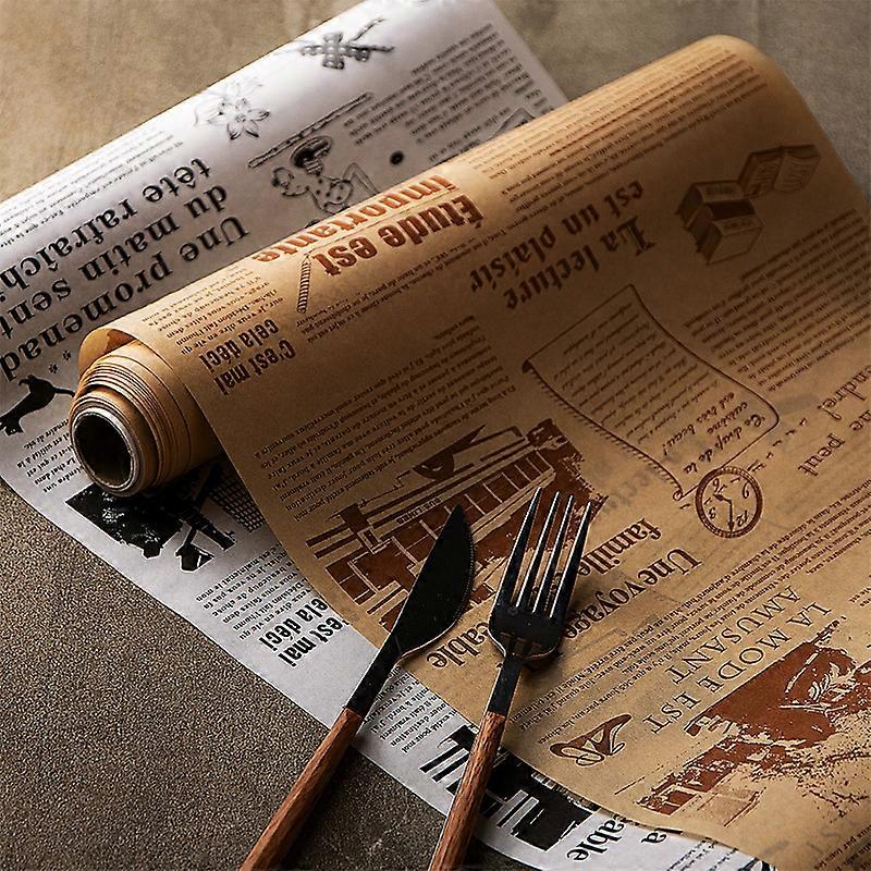 2 pcs Food Wrapping Paper(8M*2) Food Wrapping Newspaper Sheets Greaseproof Paper Baking Paper Waterproof And Oil-proof Wax Paper,for Sandwiches,Burger