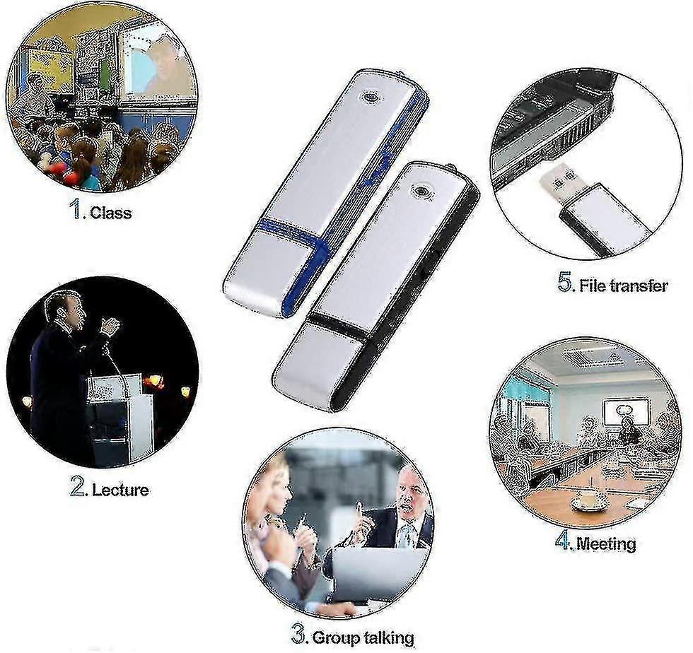 Usb Spy Recording Digital Audio Recorder, 90 Hours Capacity, For Lecture Meetings-8gb(blue)