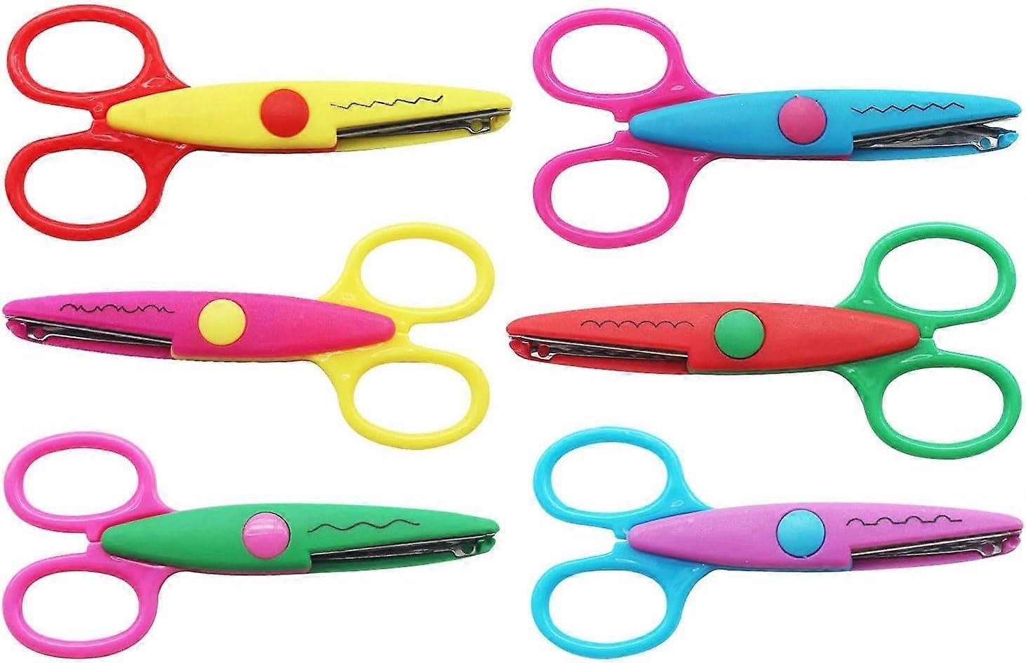 Children's Craft Scissors Set of 6 Children's Zigzag Scissors 8 Pieces Mini Paper Punch with Various Cutting Patterns Safety Edge Scissors Colourful f