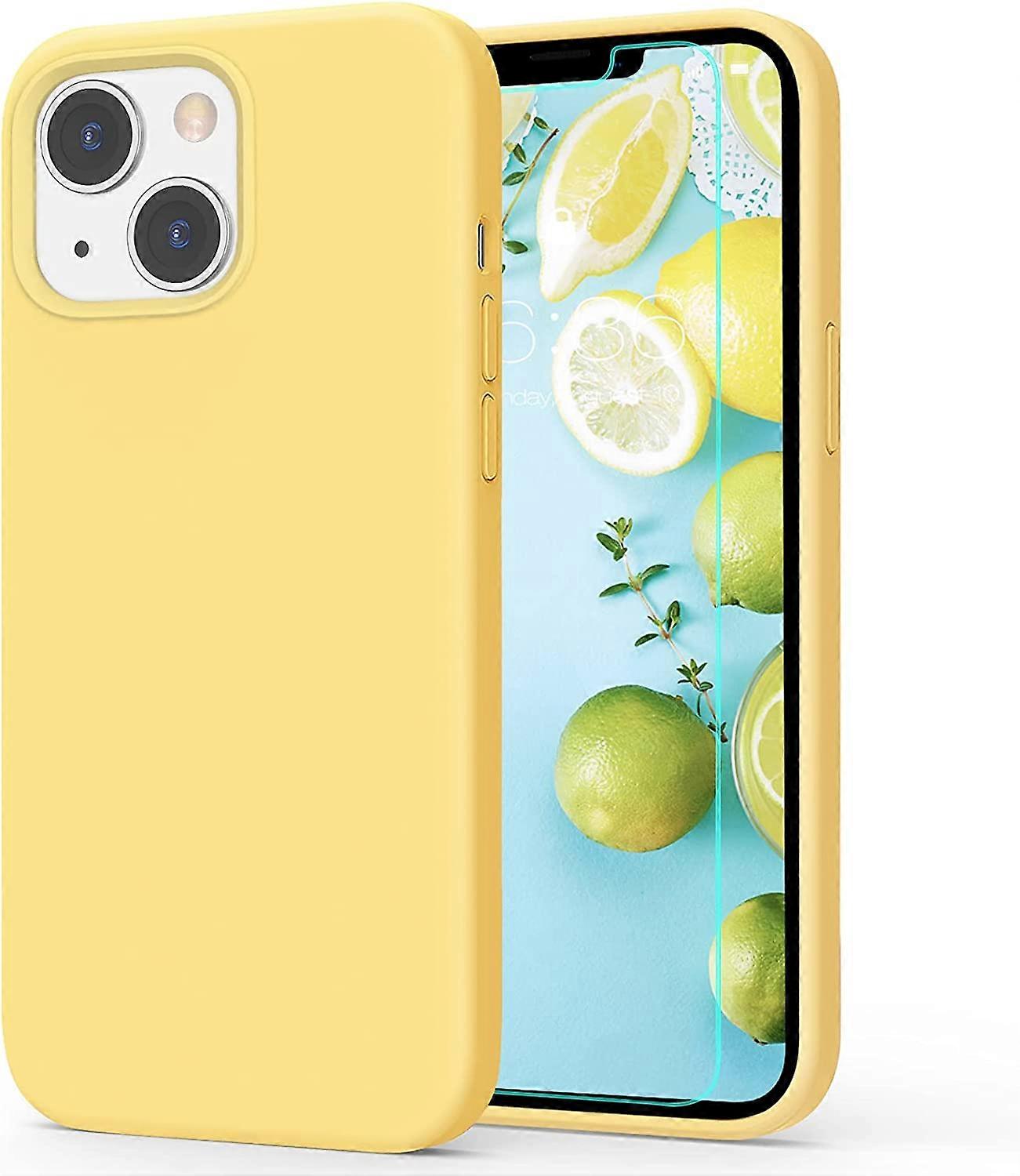 Compatible for iPhone 13 Mini Case (2021) with Screen Protector, Silicone Protective Shockproof Bumper Rubber Gel Shell Cover with Soft Microfiber Lin
