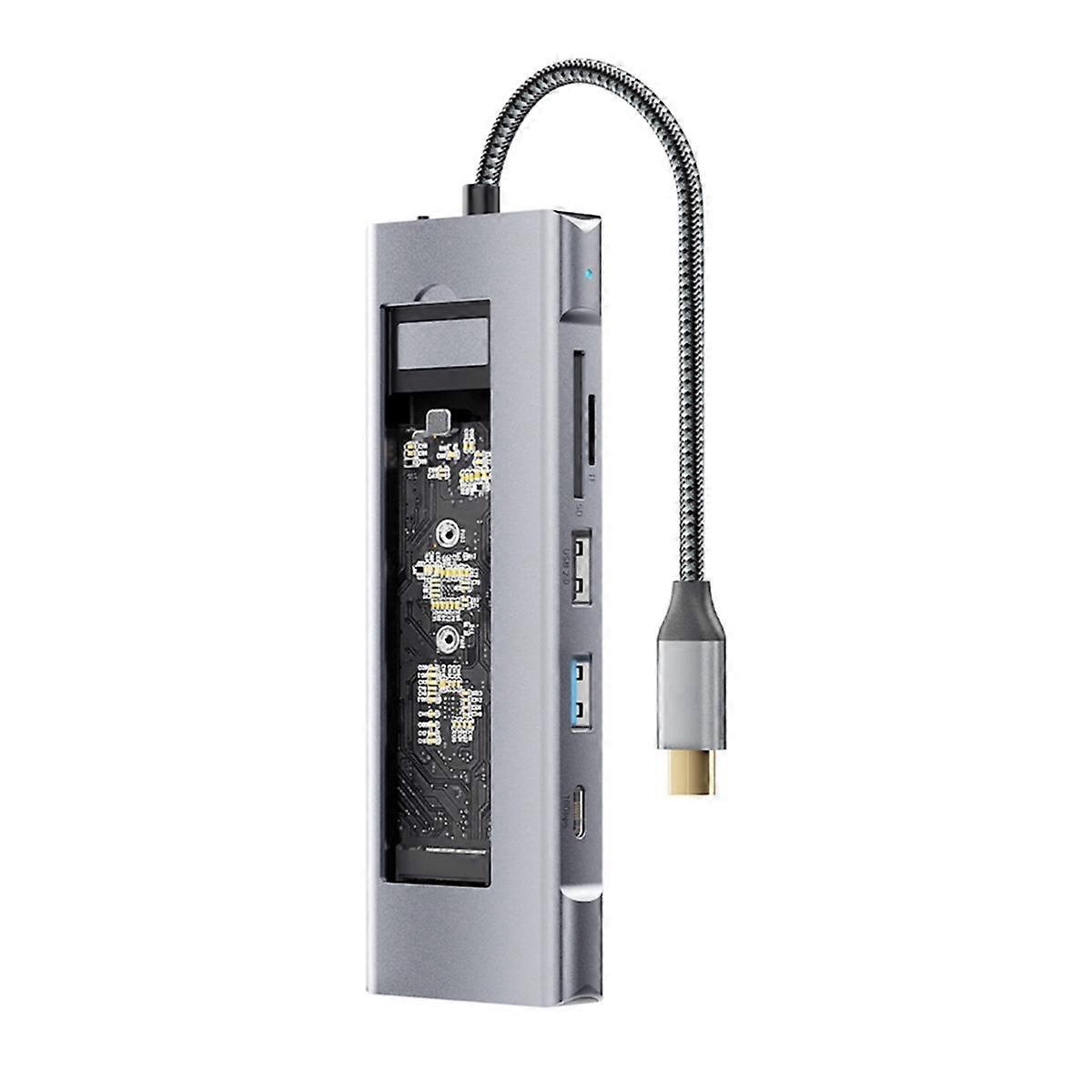 Acht-in-1 USB-HUB met schijfopslagfunctie M.2 SSD NVMe SATA Type-C naar -compatibel USB C-dockstation voor laptop