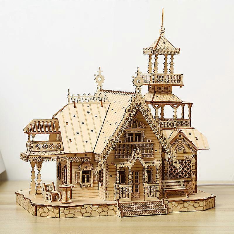 3D Puzzle Wooden Craft Kits, Architecture Model Kit, Make Your Own Woodcraft Kit for Adults to Build, Wooden Mechanical Construction Set, Gift for Fam