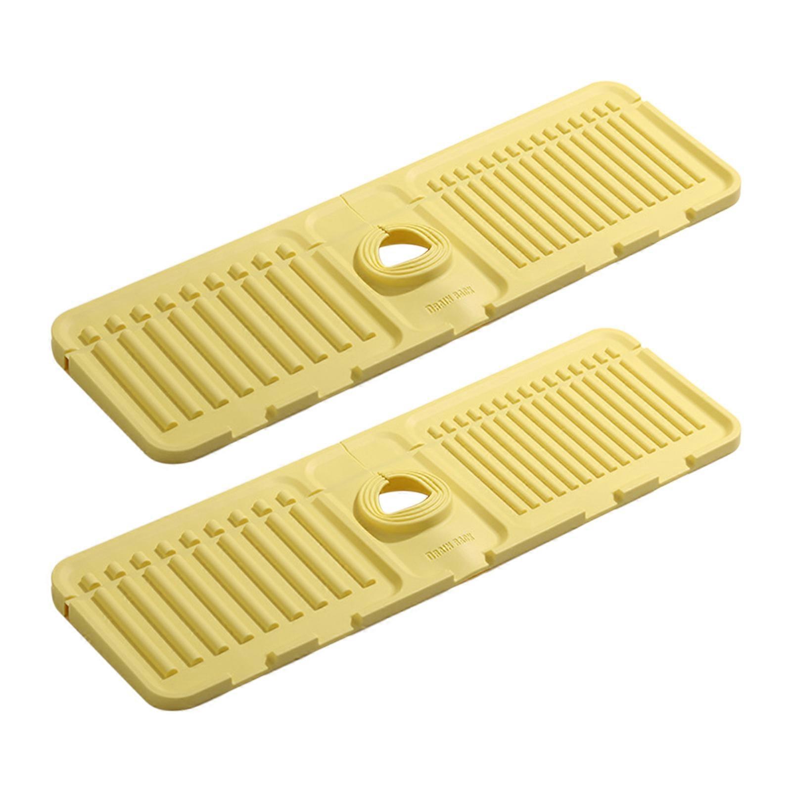 2Pcs Kitchen Sink Faucet Drain Pad Mat Silicone Splash Guard Drain Tray Fast-Drying Faucet Protector for Bathroom Jikaix
