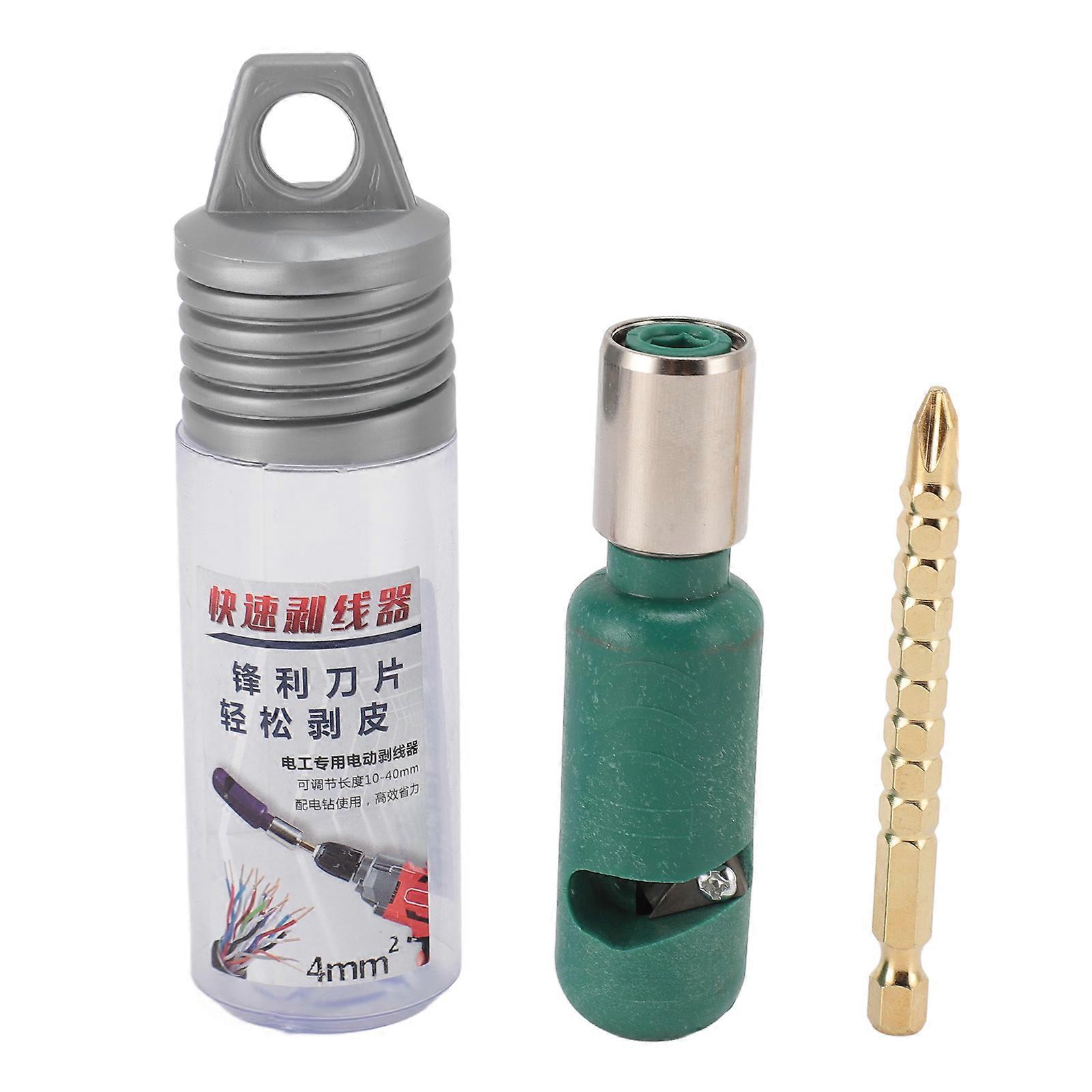 Electric Wire Stripper, 4mm² Cable Quick Stripping Tool with 6.35mm Shank Adapter for Hand Power Drill