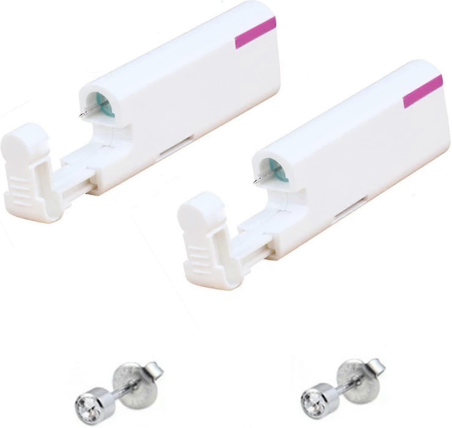 2pcs Painless Ear Piercing Gun Disposable Safety Asepsis Piercing Tool Kit With Ear Studs And Elastic Device