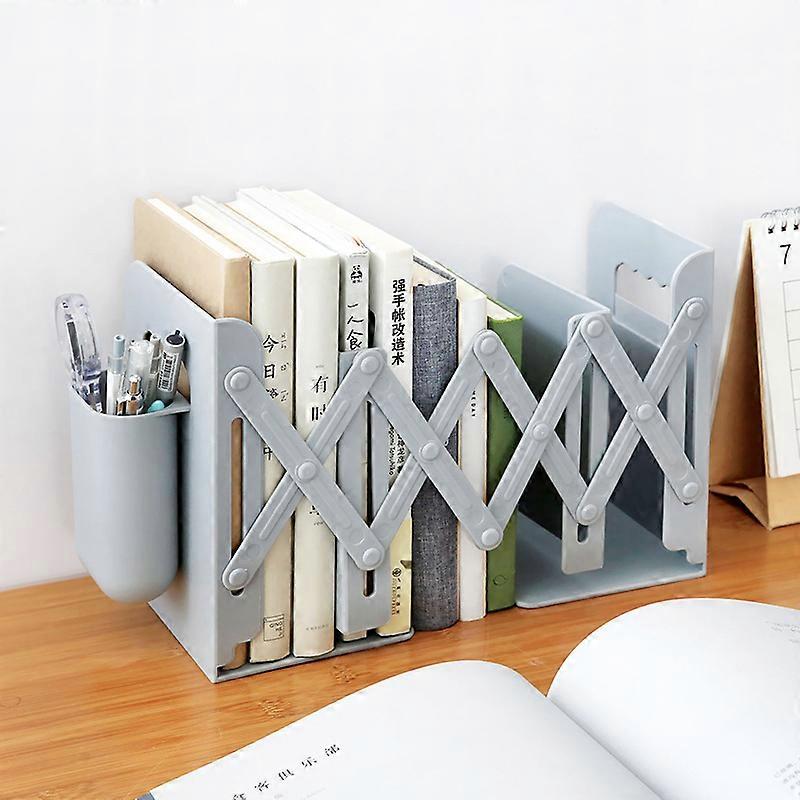 Retractable bookshelf with pen box, creative bookshelf book holder for students, simple table folding storage stretchable book backrest