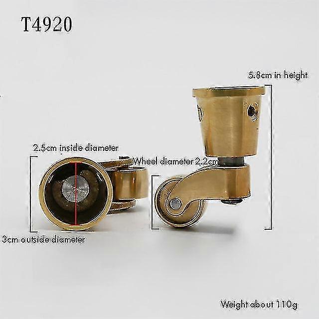 Naiwang 4pcs /ロットユニバーサルキャスターホイール360度回転ラウンド/スクエアカップ真鍮ヘビーホイールハードウェア家具キャビネット用可動