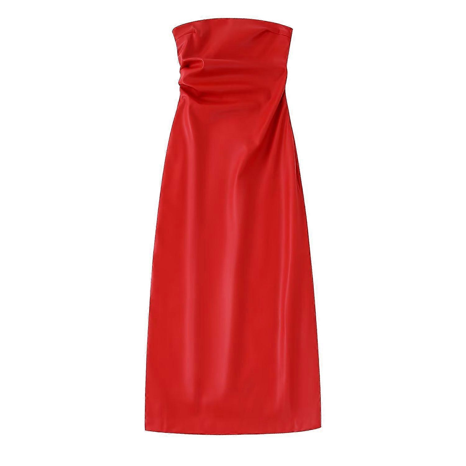 Dames Rood Imitatie Lederen Strapless