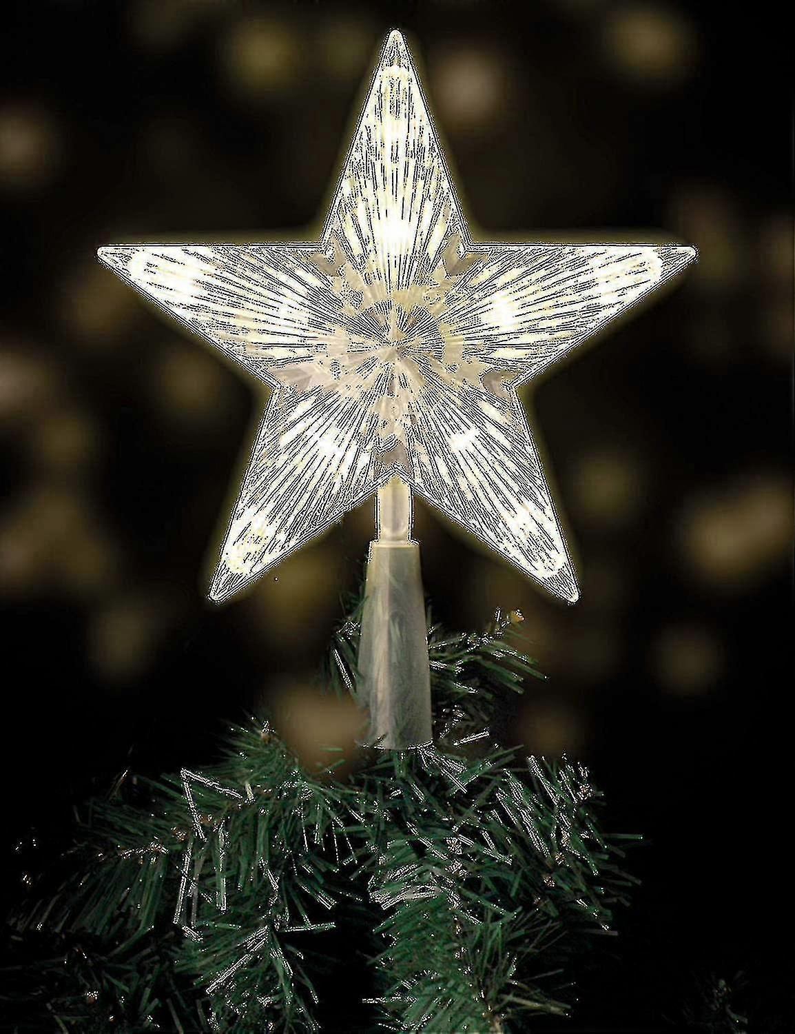 Christmas Tree Top With 10 Leds With Power Plug - Illuminated Christmas Tree Top In Warm White - Christmas Tree Star Top Tree Top