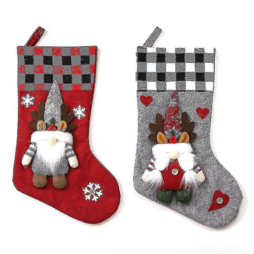 Christmas Stocking 2pack, 3d Gnomes Santa Christmas