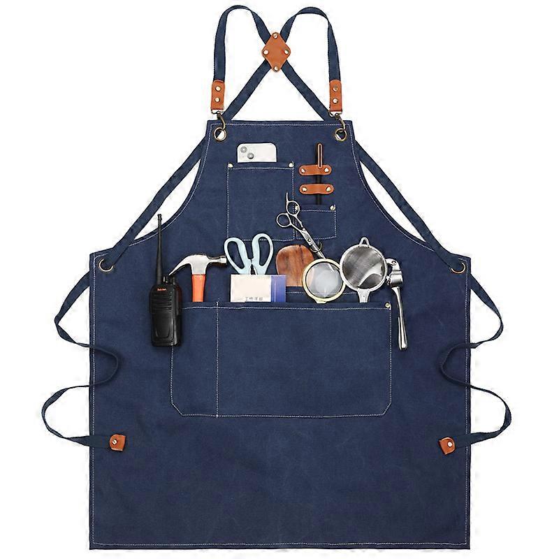 NEW Chef Apron With Cross Back Bib Apron Cooking With Large Pockets For Men