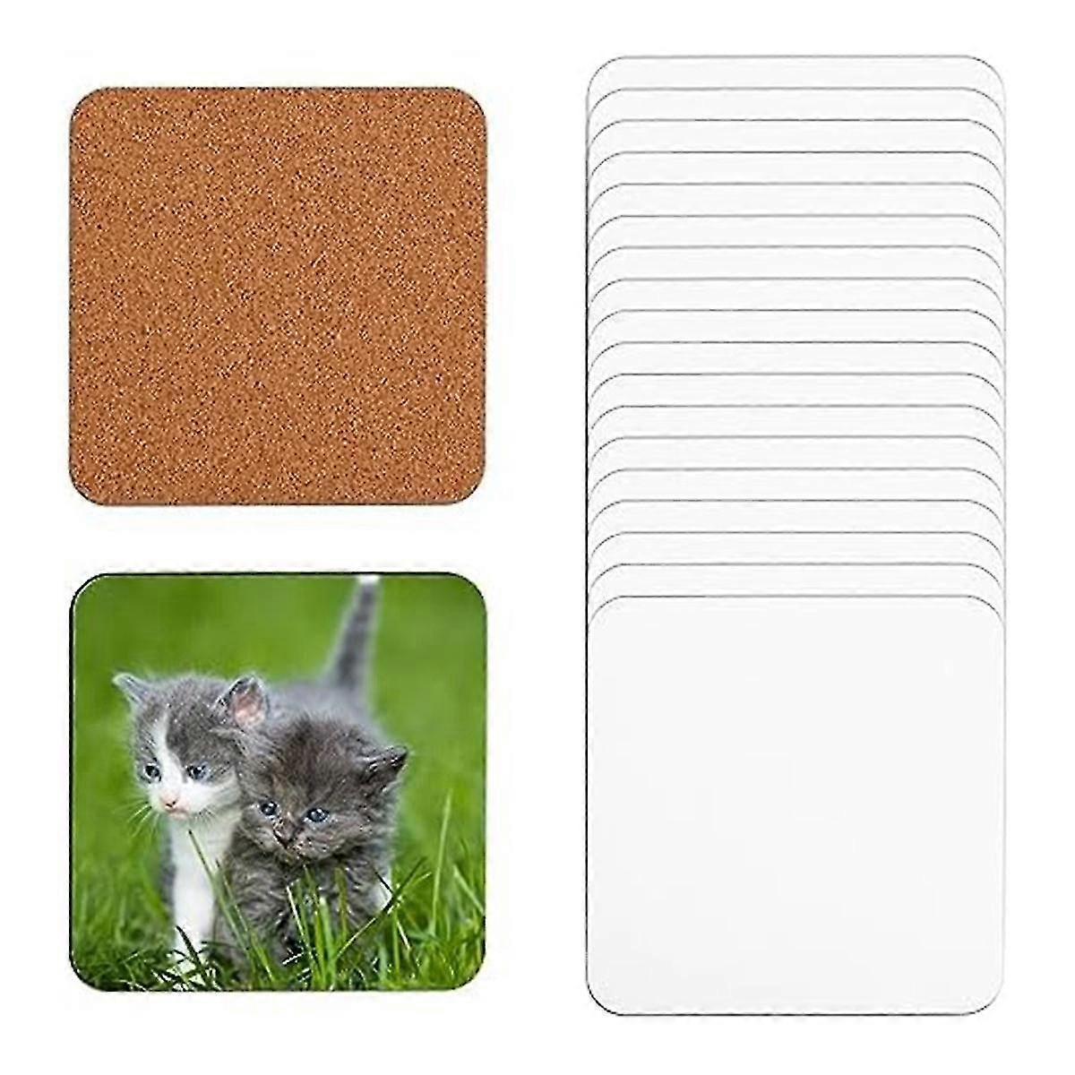 20 Pcs Sublimation Coasters Blank Mdf Cork Backed Heat Transfer Coasters For Diy Painting Art Craft