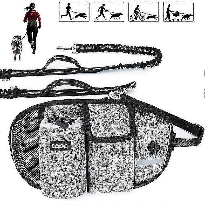 (Grey) Dog Leash Hands Free Dog Leash Up to 110kg Shock Absorption, Comfortable, Reflective Stitching, Ideal for Running, Jogging and Walking