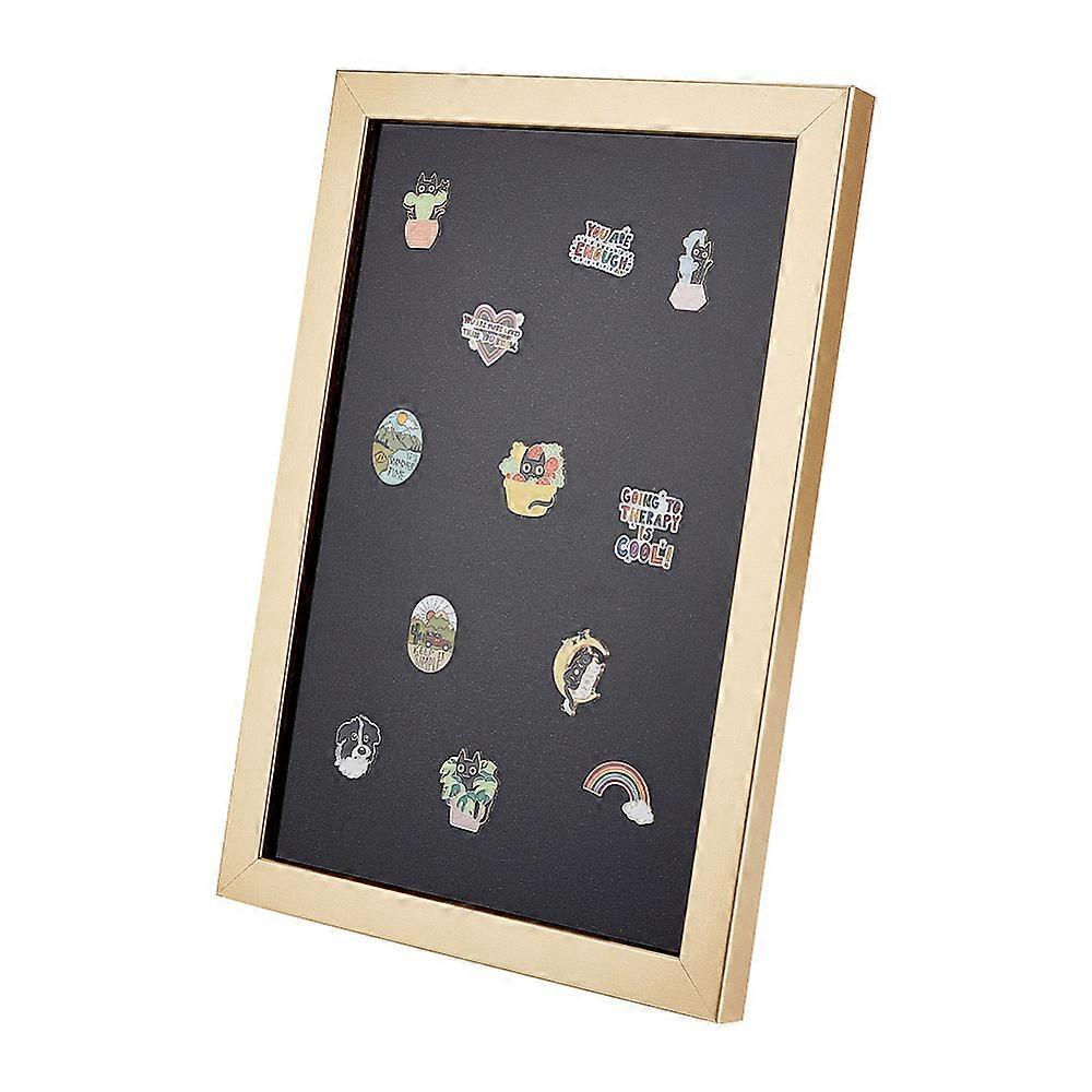 Wood & Plastic Rectangle Photo Frame Stand for Badge Storage Gold 329x228x23mm