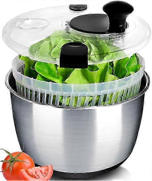 Stainless Steel Salad Spinner Large - Easy & Compact Kitchen Tool - Stainless