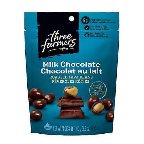 Three Farmers Milk Chocolate Roasted Fava Beans, 100 Grams (Case Of 6)