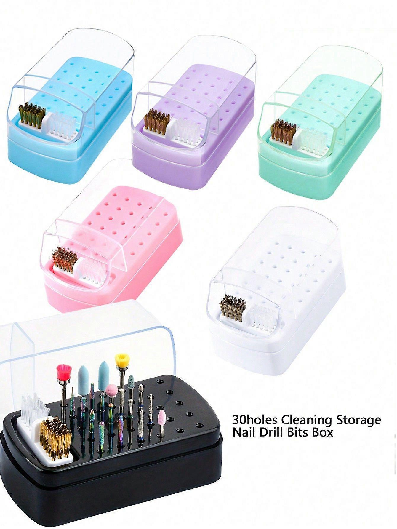 48holes Round Nail Drill Bits Storage Box Empty Polish Grinding Head Organizer Manicure Accessoy Tools