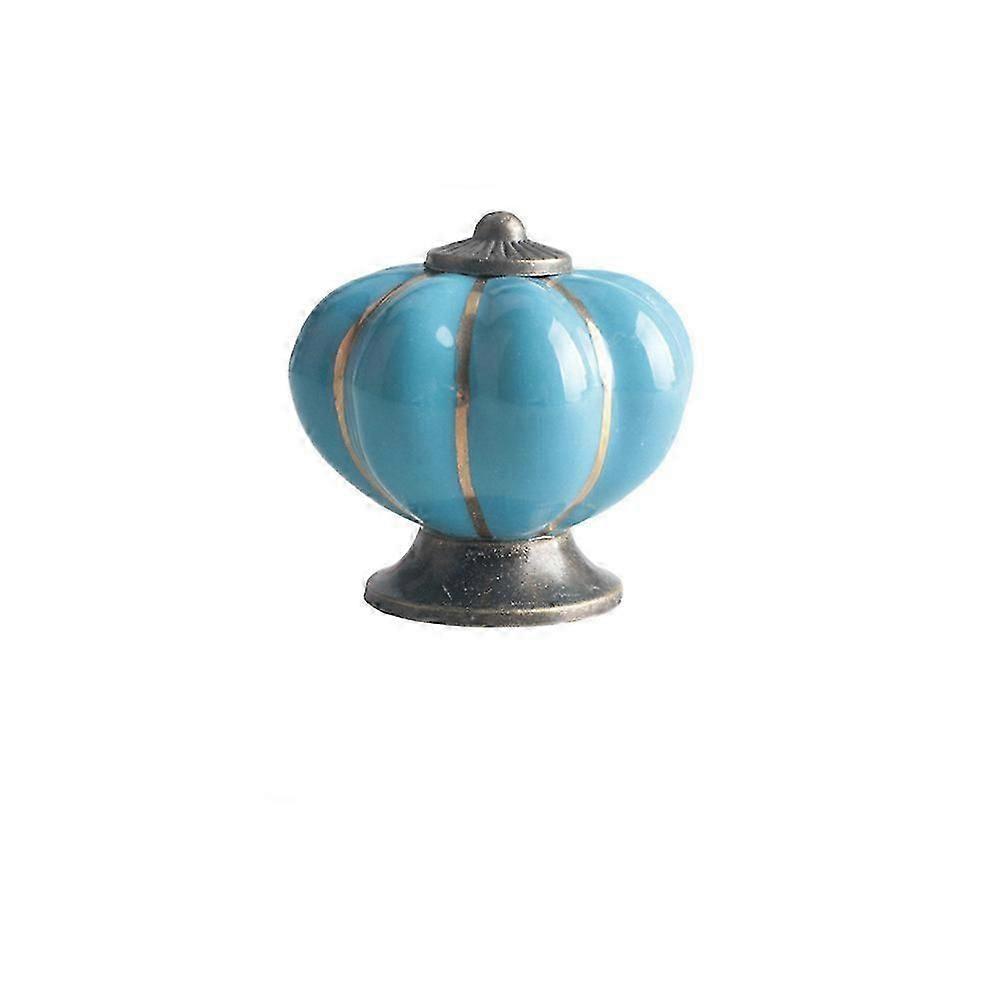 2-Pack 40mm Kitchen Cabinet Knobs,Retro Ceramic Cupboard Drawer Pull Handle (Blue)