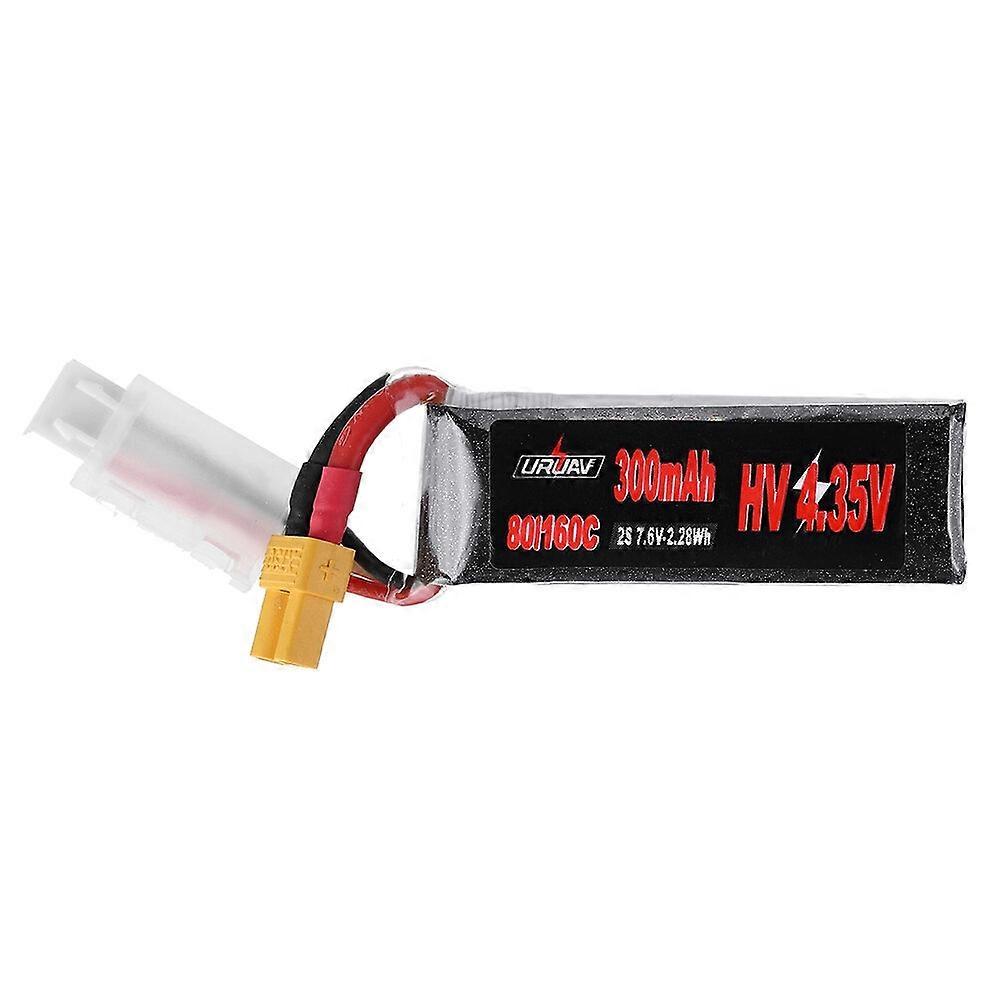 URUAV 7.6V 300mAh 80C/160C 2S HV 4.35V Lipo Battery XT30 Plug for EMAX Tinyhawk II Indoor FPV Racing