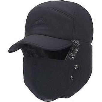 Cappelli invernali per uomo Cappelli di pelliccia termici caldi isolati con cappelli antivento antineve per la caccia allo sci ciclismo sport invernali cappello da soldato (nero)-buono