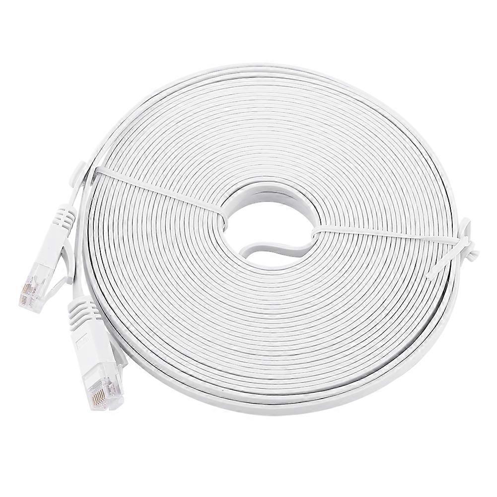 RJ45 CAT6 Ethernet Network Flat LAN Cable UTP Patch Router Cables 1000M White 15meters