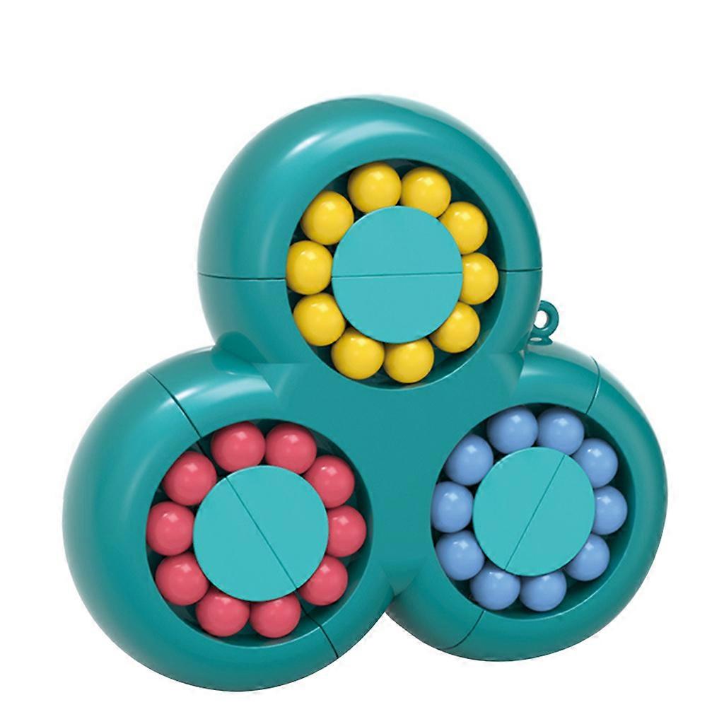 Fingertip Cube Portable Anti Anxiety Spinner Practical Joke Miniature Toy Interactive Orbiting Ring Gyroscope Kids’ Gift Turquoise