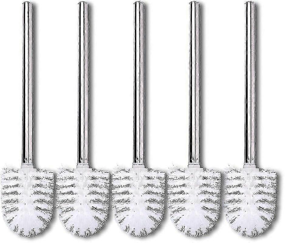 Csere kefék csomag 5 WC-kefe fehér kefefej rozsdamentes acél fogantyú polírozott WC-kefe kefék p20241126633