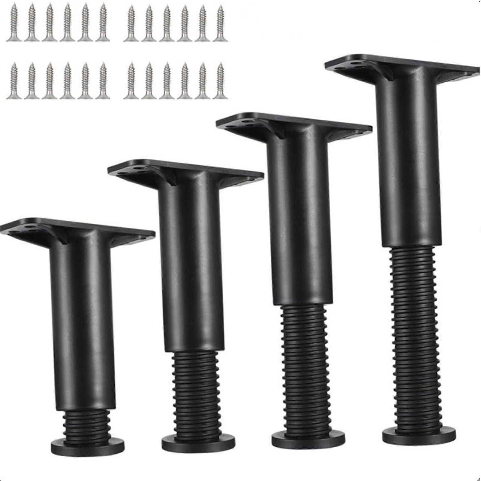 4-Pack Adjustable Bed Support Legs - Heavy-Duty Furniture Replacement Legs with Hardware Kit for Stability and Height Adjustment