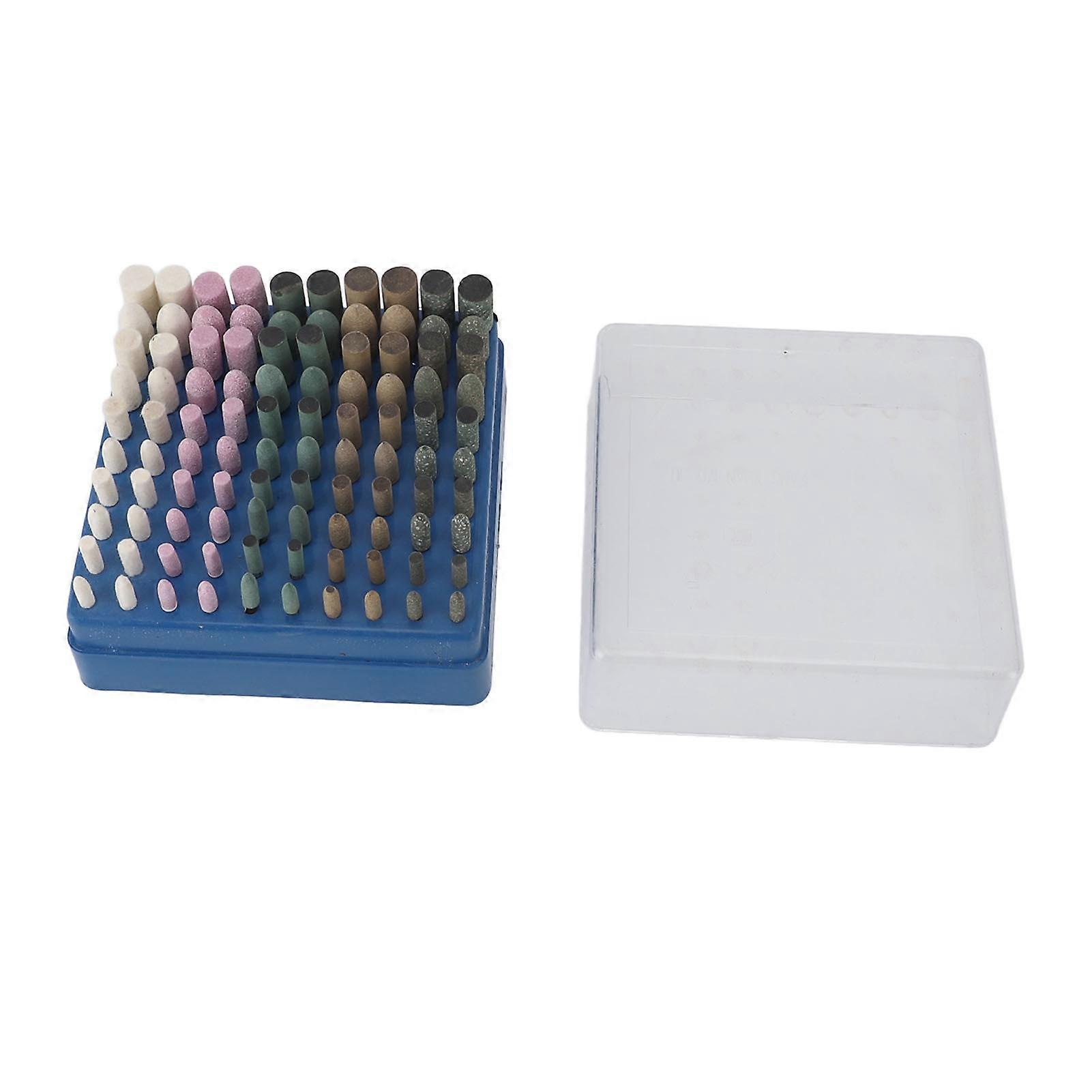 100Pcs Rotary Polishing Bits 3.0mm Shank Sanding Abrasive Tips Buffing Kits Wool Sesame Rubber Cowhide Abrasive Stone