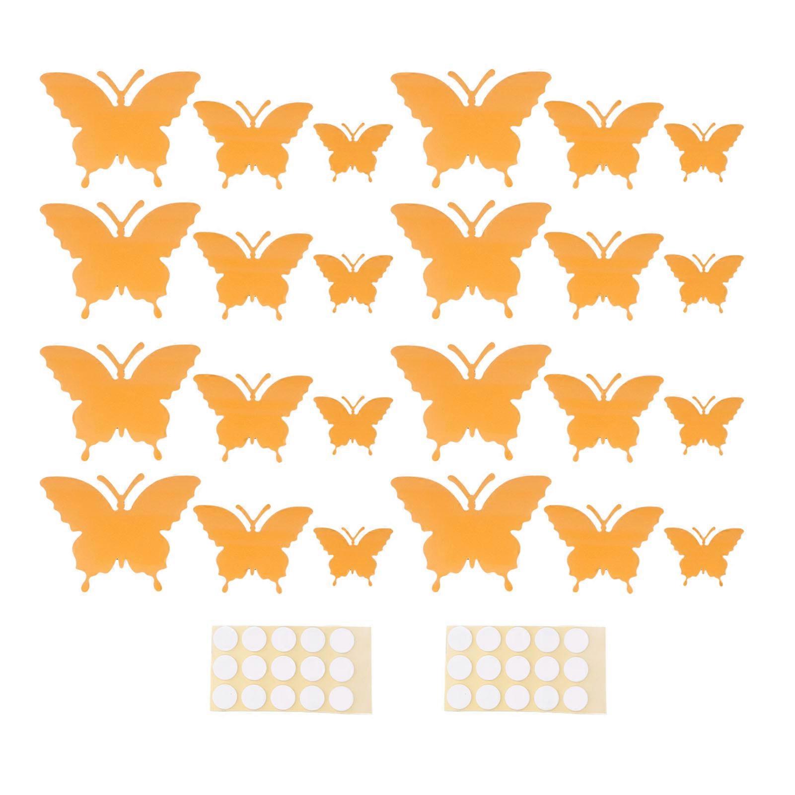 Luminous Stickers 3D Stereoscopic Insect Wall Decal Set of 2 PVC Material Easy Detachable Orange Room Decoration 3 Sizes