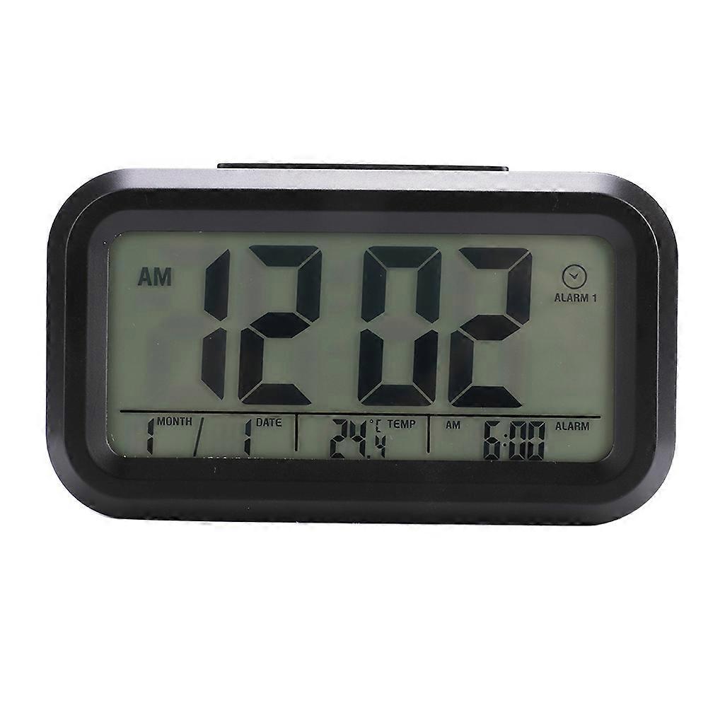 Smart Nightlight Alarm Clock with Digital Snooze, Large Time and Temperature Display, Battery Backup, Modern Design