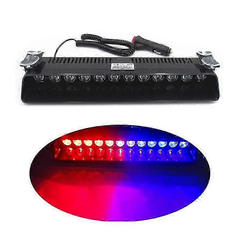 High qualityCar Strobe Flashing Windscreen Lamp 12LED Red/Blue Police Led Flasher Emergency Warning Light 12V 12W