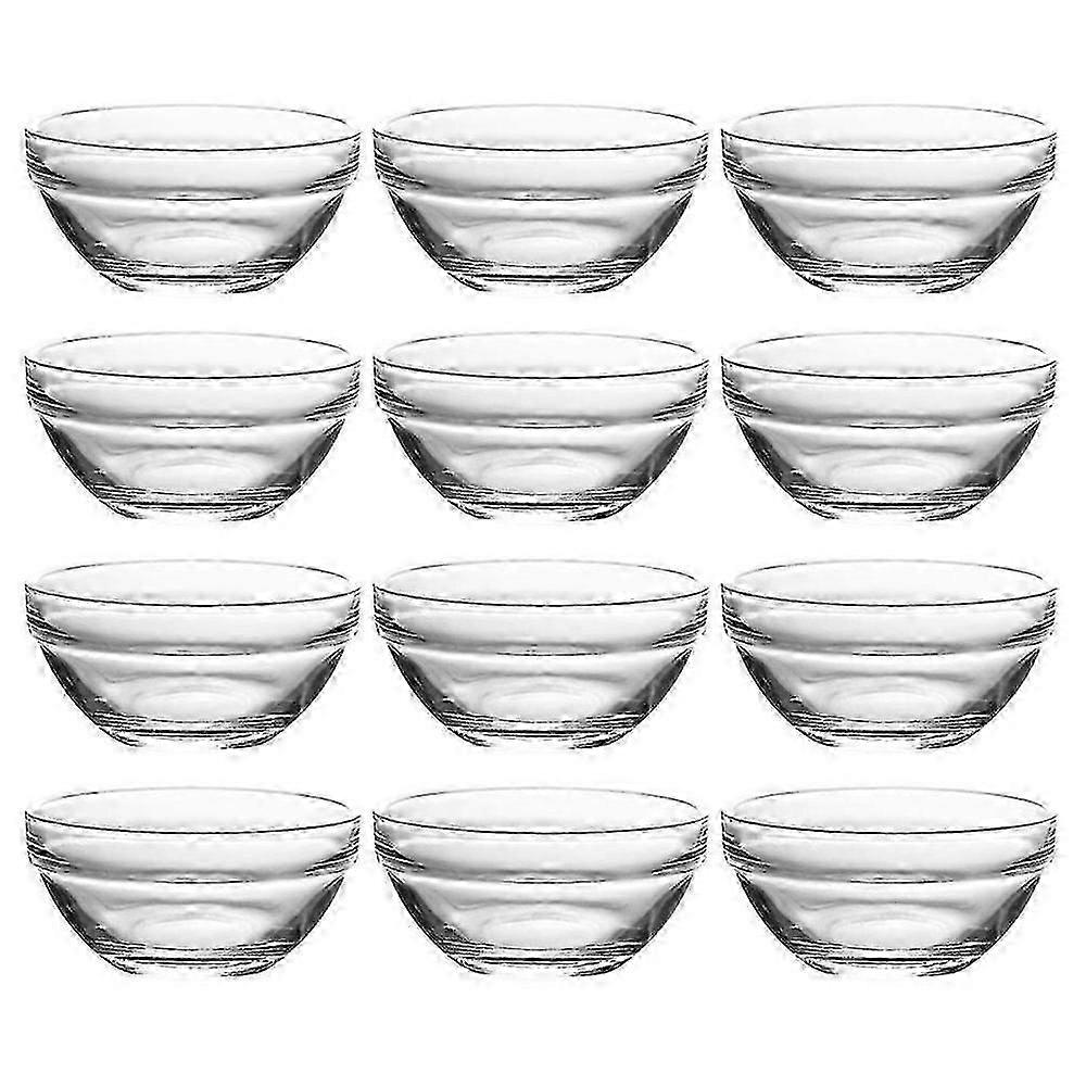 12pcs 유리 그릇 푸딩 젤리 그릇 가정용 작은 유리 그릇 투명 그릇