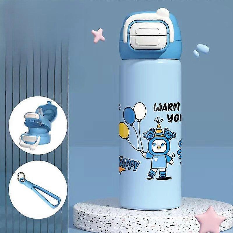 17oz Insulated 304 Stainless Steel Water Bottle with Straw for Sports,School BPA-Free Sports Water Bottle-Blue