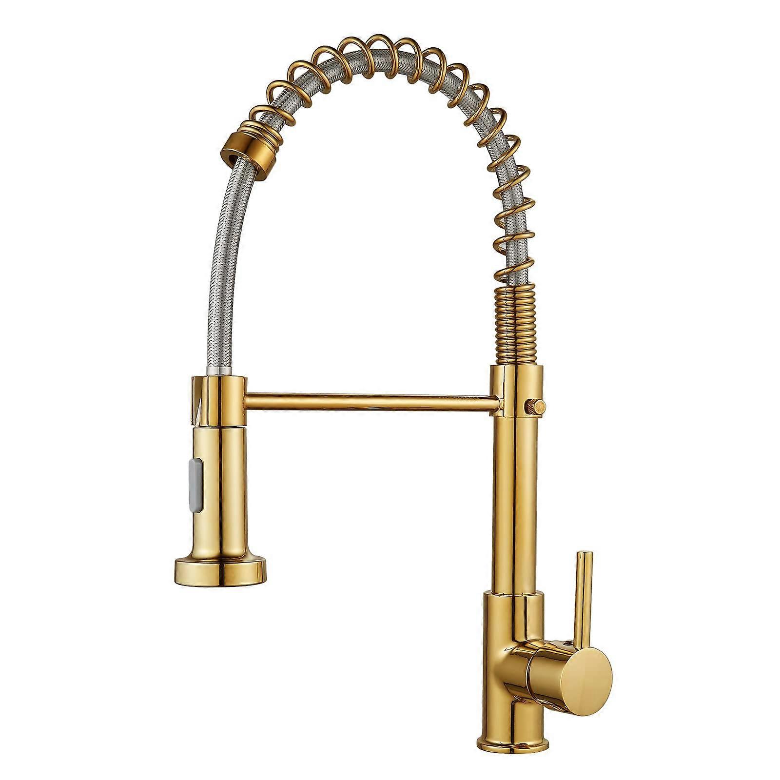 Polished Gold Kitchen Faucet for Kitchen Sink Single Hole