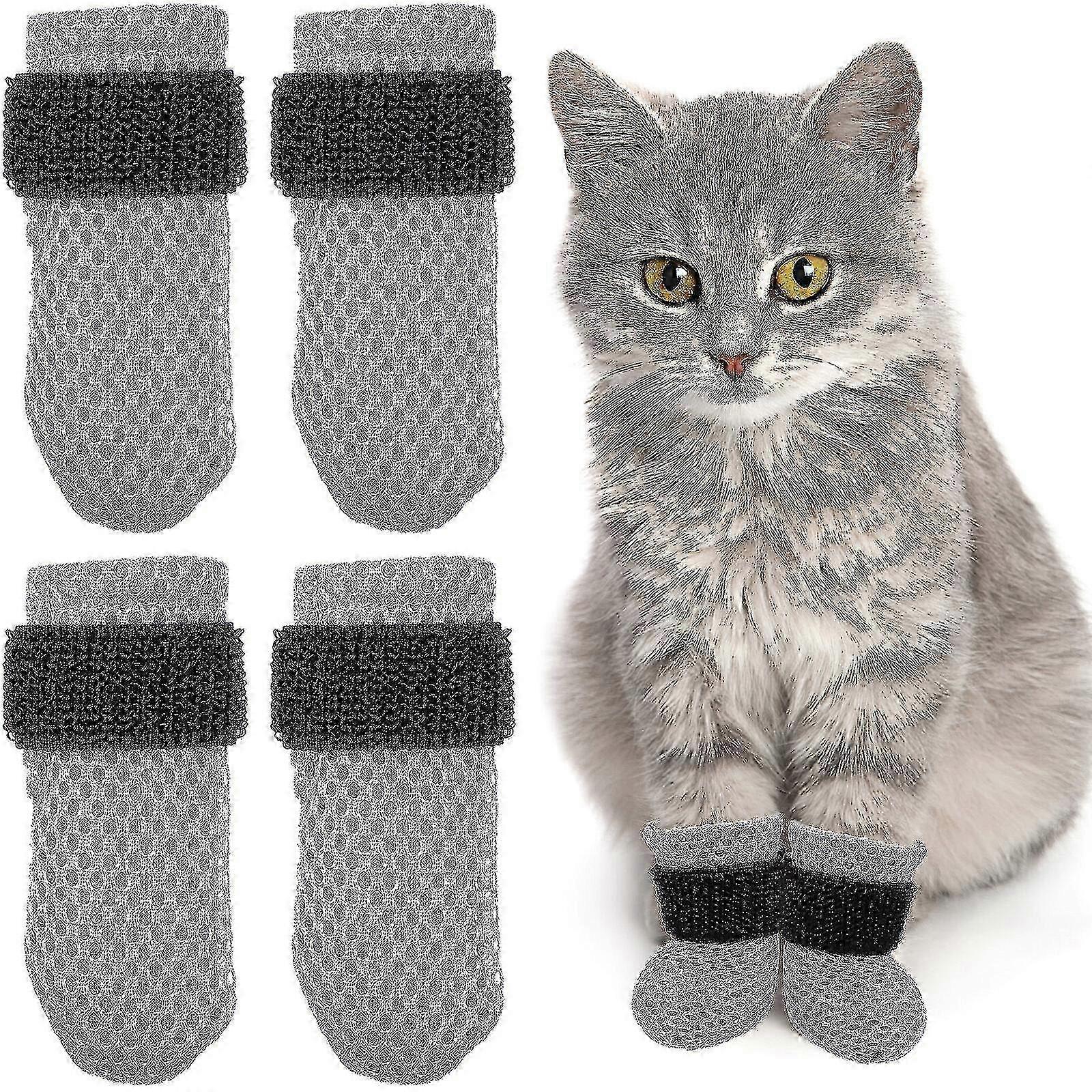 4Pcs Cat Anti-Scratch Boots, Elastic Paw Protectors Washable Durable