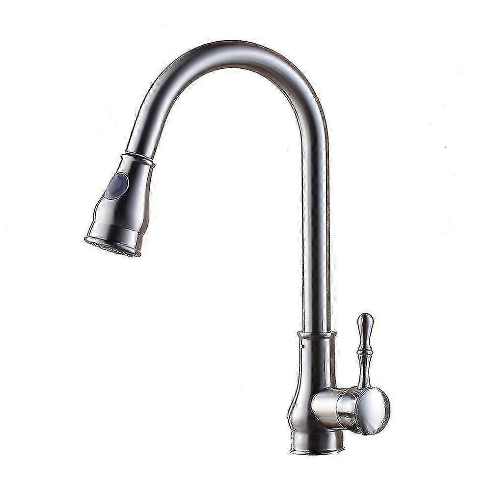 Black Brass Kitchen Faucet, Hot/Cold Water Single Handle Sink Tap Without Two Pipes