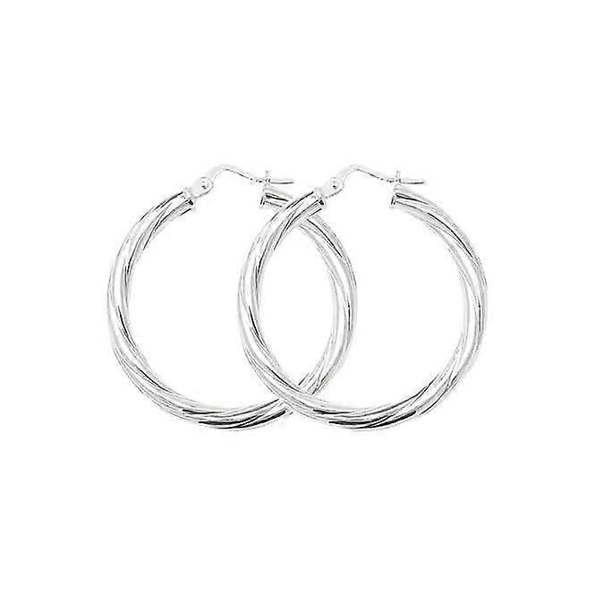 Acotis Silver Hoop Earrings Twisted G5102