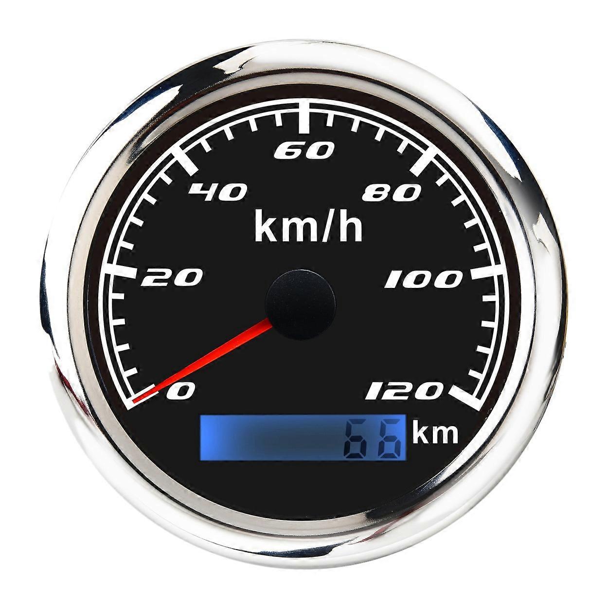 Universal Speedometer 12V/24V Odometer 85mm 120Km/H LCD Black