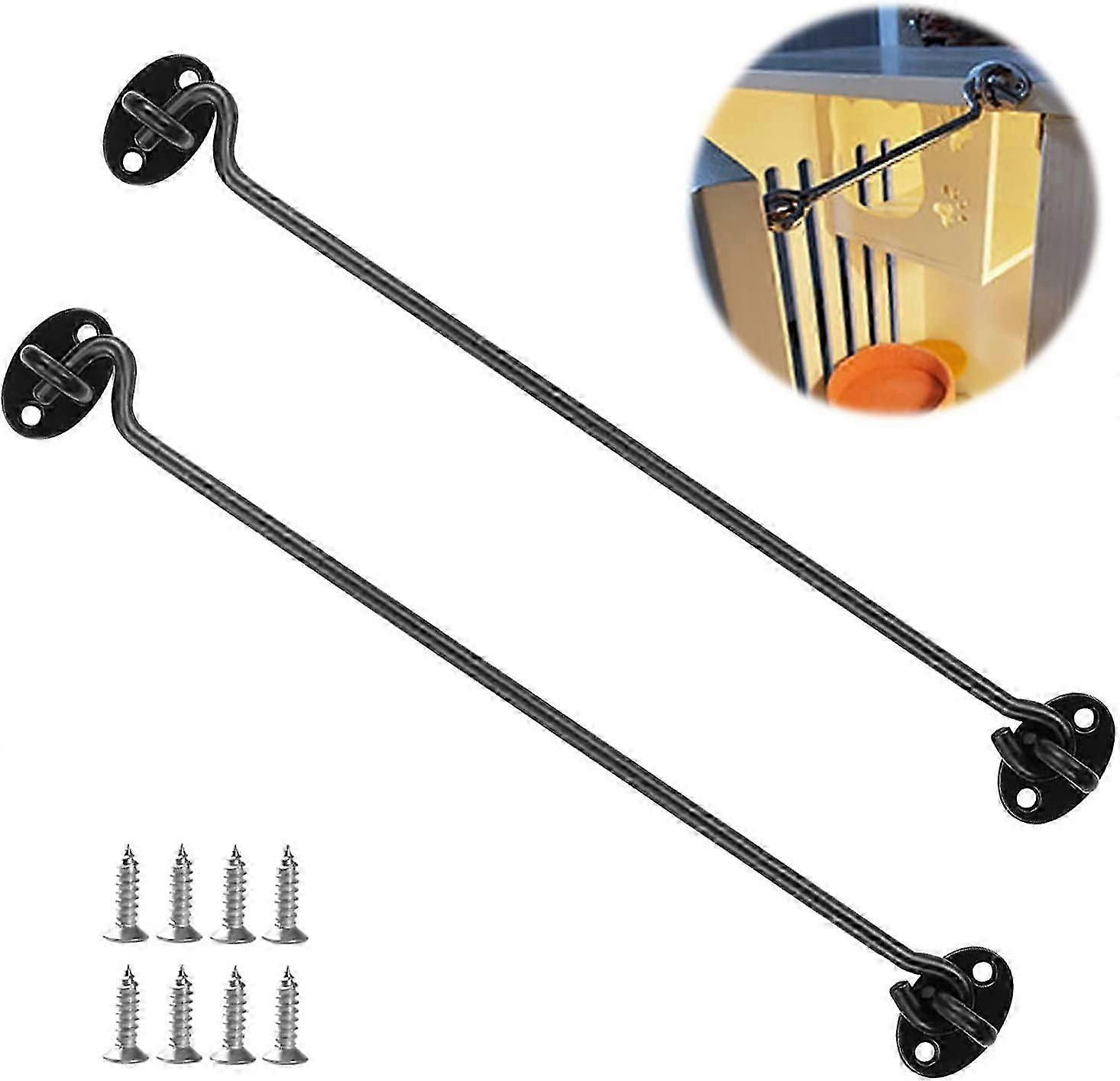 Hyttekrok, Catch Cabin Door, Latch Lock Shelter, Cabin Hook, Cabin Hooks, Storm Hooks, Rustfritt stål Cabin Hook Hook Hook (svart)