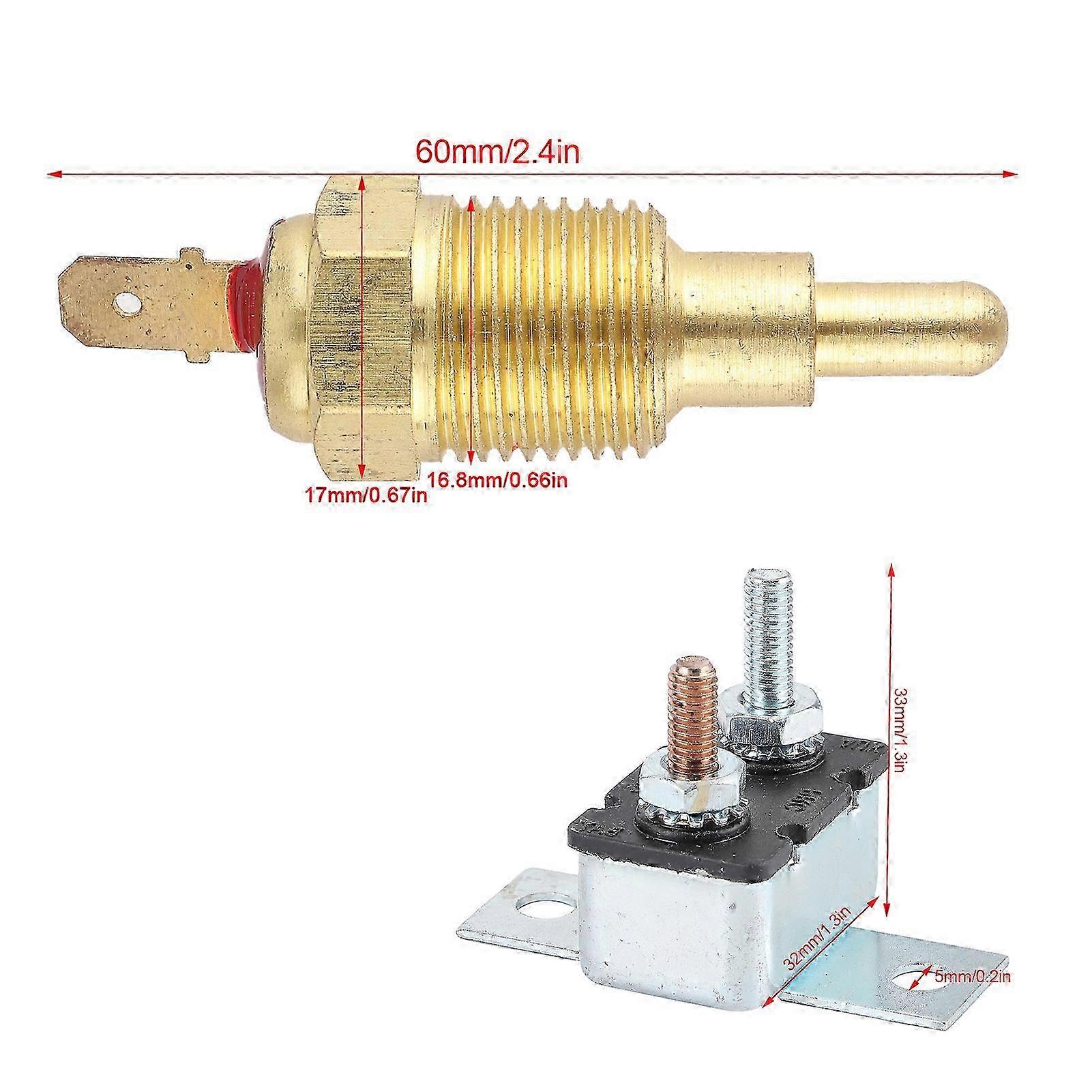 Automobile Radiator Cooling Fan Relay Kit with Thermostat Temperature Switch Mounting Accessory