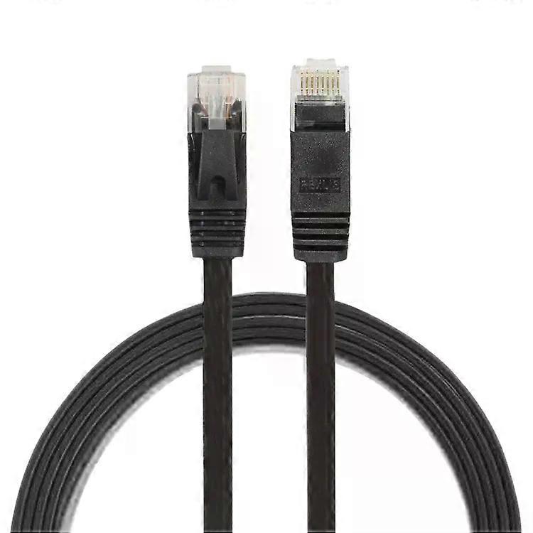 CAT6 Flat Ethernet Cable-1m Ultra-thin RJ45 Network Lead,Black Black