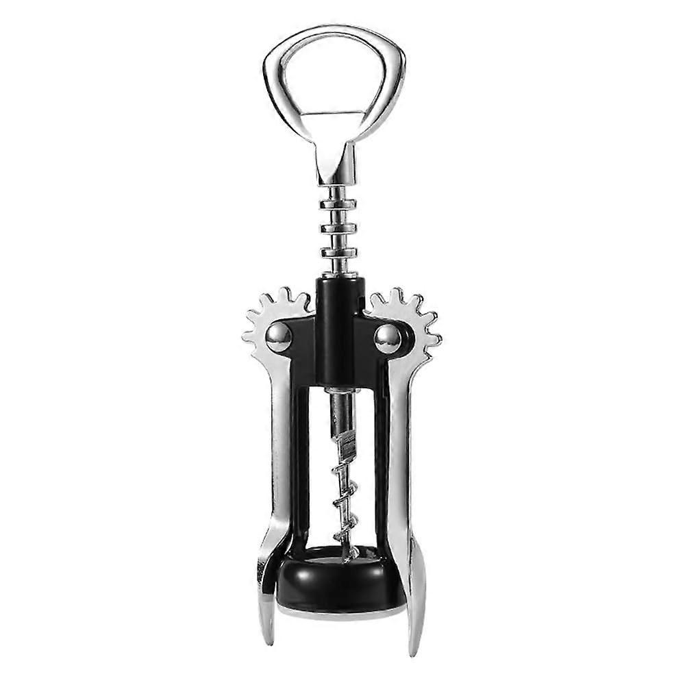 Metal Wine Corkscrew Winged Lever Corkscrew, Multifunction Tool, Easy Open Twist And Pull, Black For Home Dinners