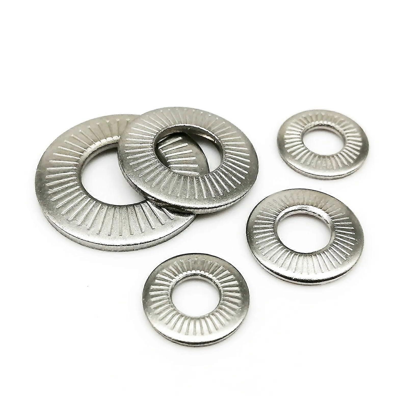 M3 M4 M5 M6 M8 M10 M12 M16 304 Stainless Steel Disc Spring Lock Washer Knurled Elastic Gasket 10pcs M10 Size