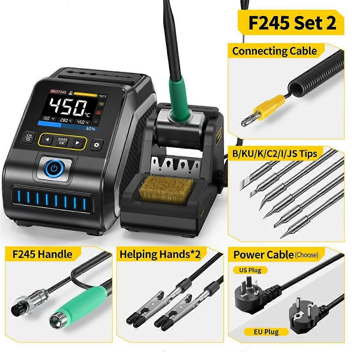 200W Soldering Station F245 Solder Iron Handle with 6 Iron Tip Soldering Electronic Welding EU Plug