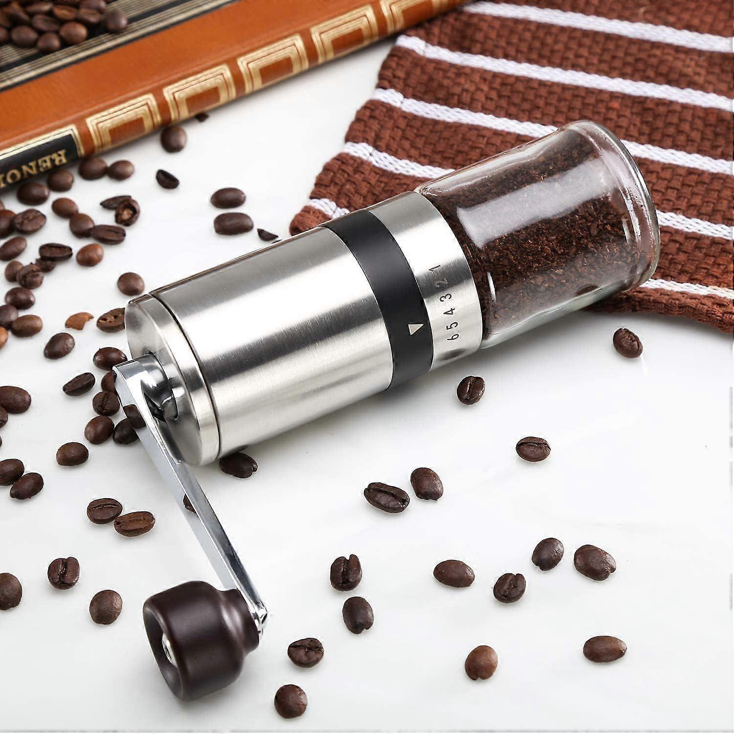 Adjustable thickness manual coffee burr grinder